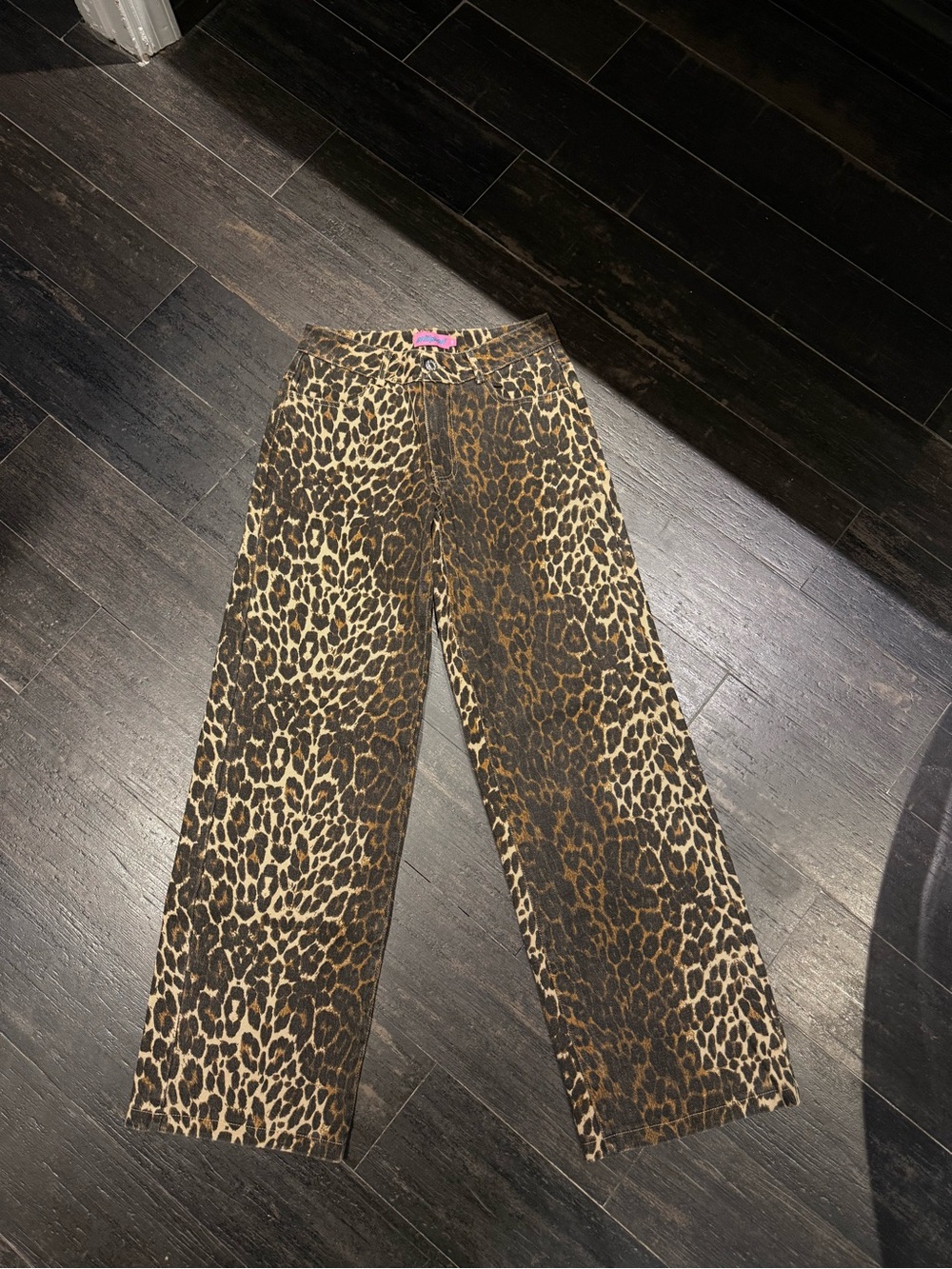 Edikted Leopard Print Straight Leg Pants - Brown Black